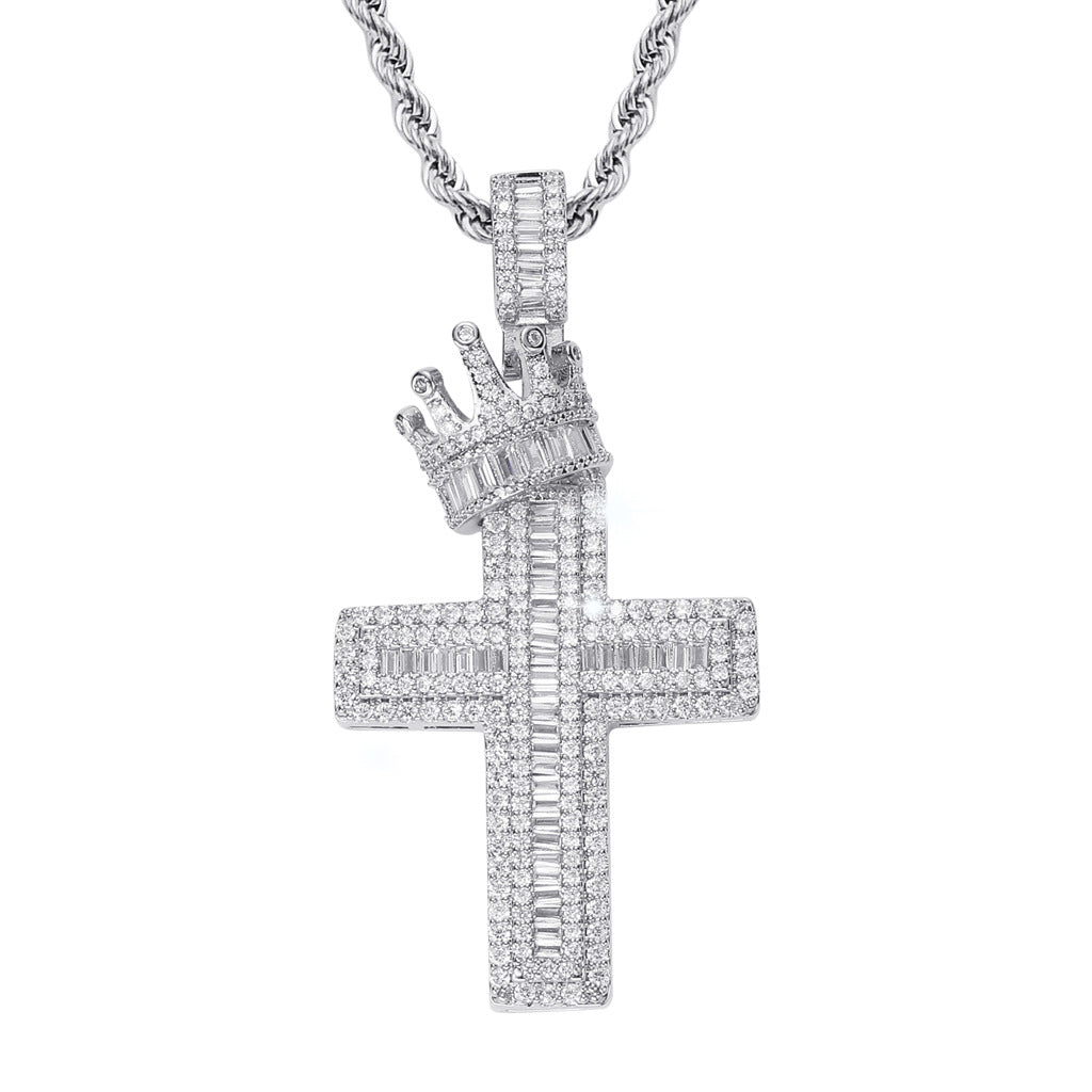 Crown Cross Necklace –