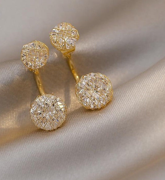 Woven Gold Wire Diamond Earrings (Dual Styling)