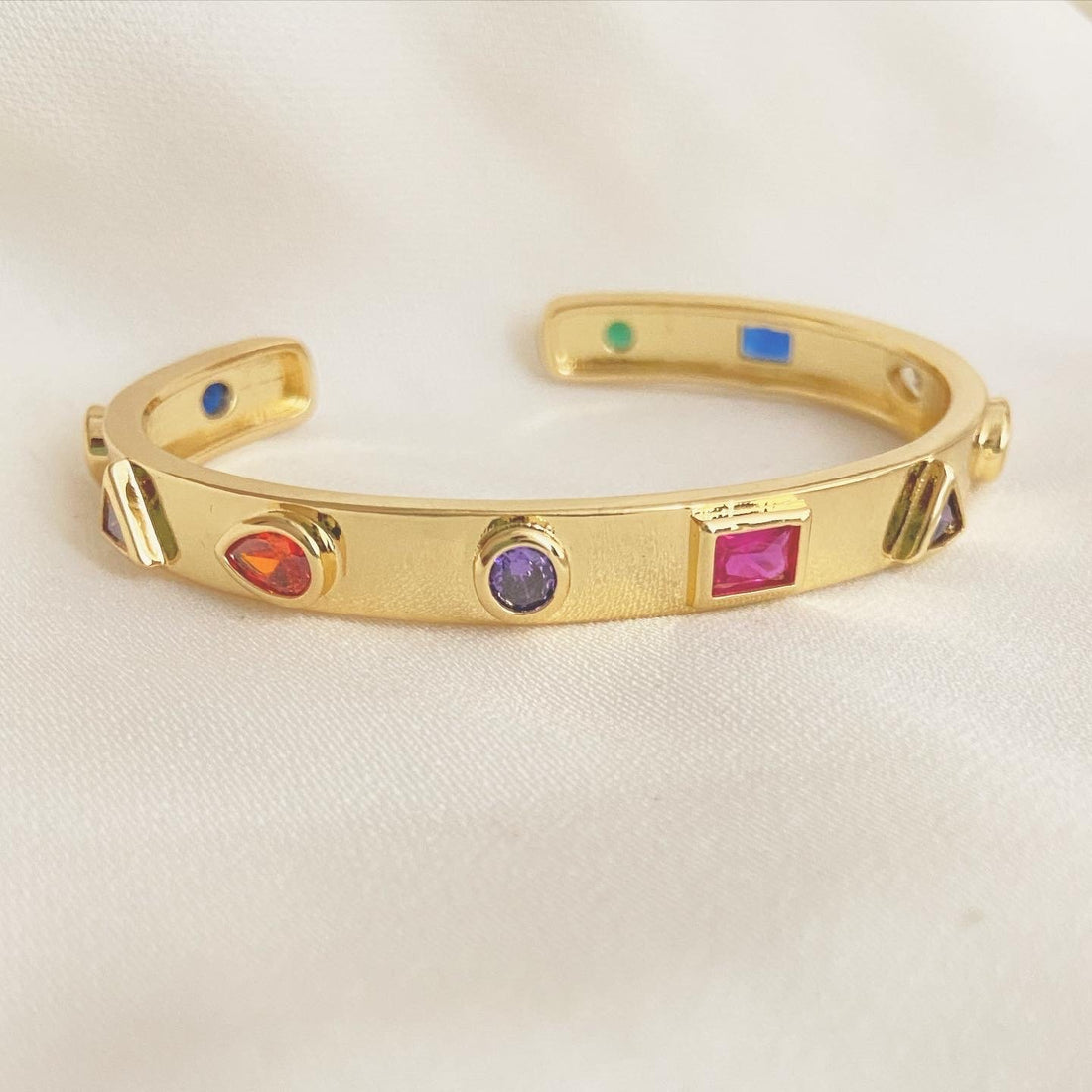 Multicolored Stone Cuff Bracelet www.zewar