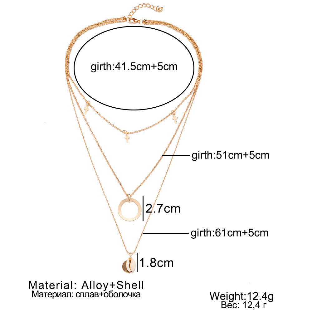 The piece is styled on a model’s neckline.