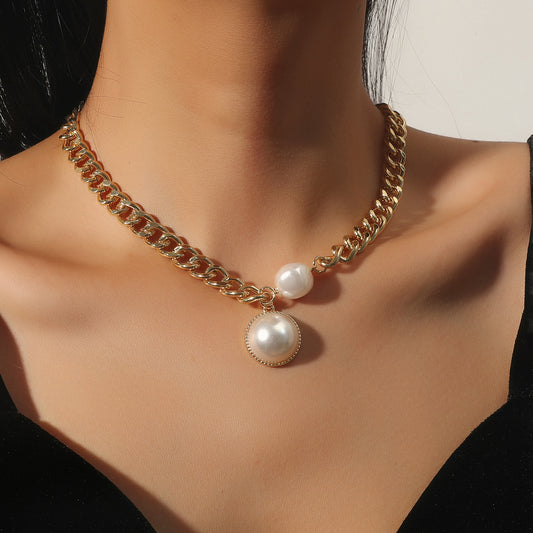 Elegant Linked Pearl Necklace with a modern twist on classic pearl design.