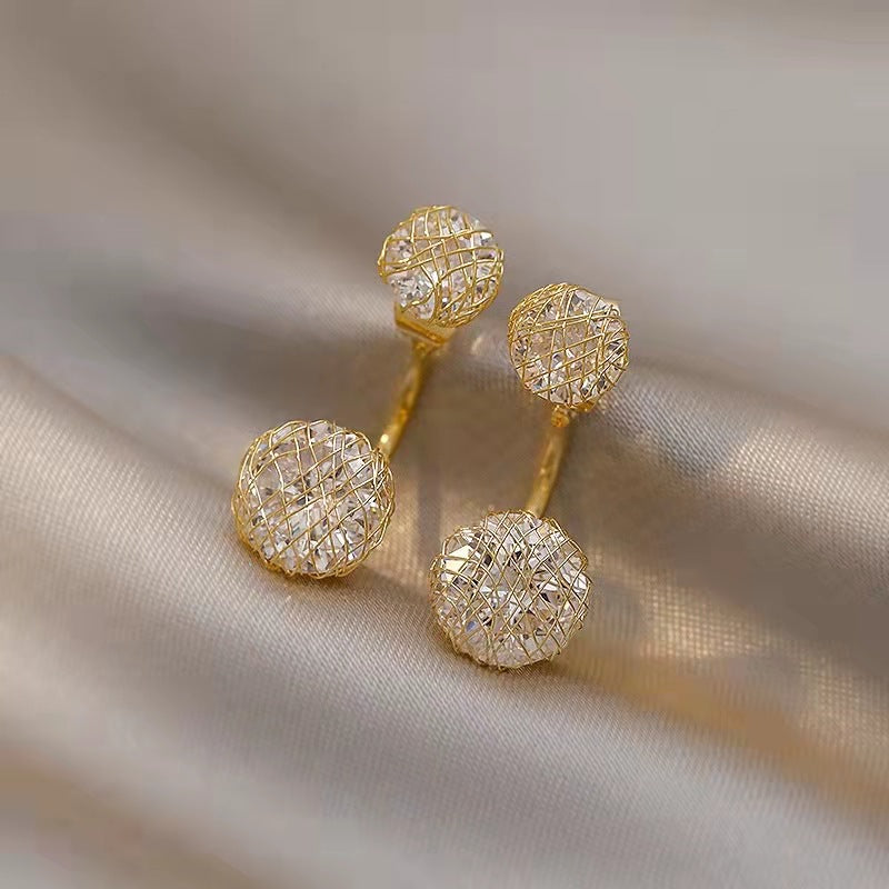 Woven Gold Wire Diamond Earrings (Dual Styling)