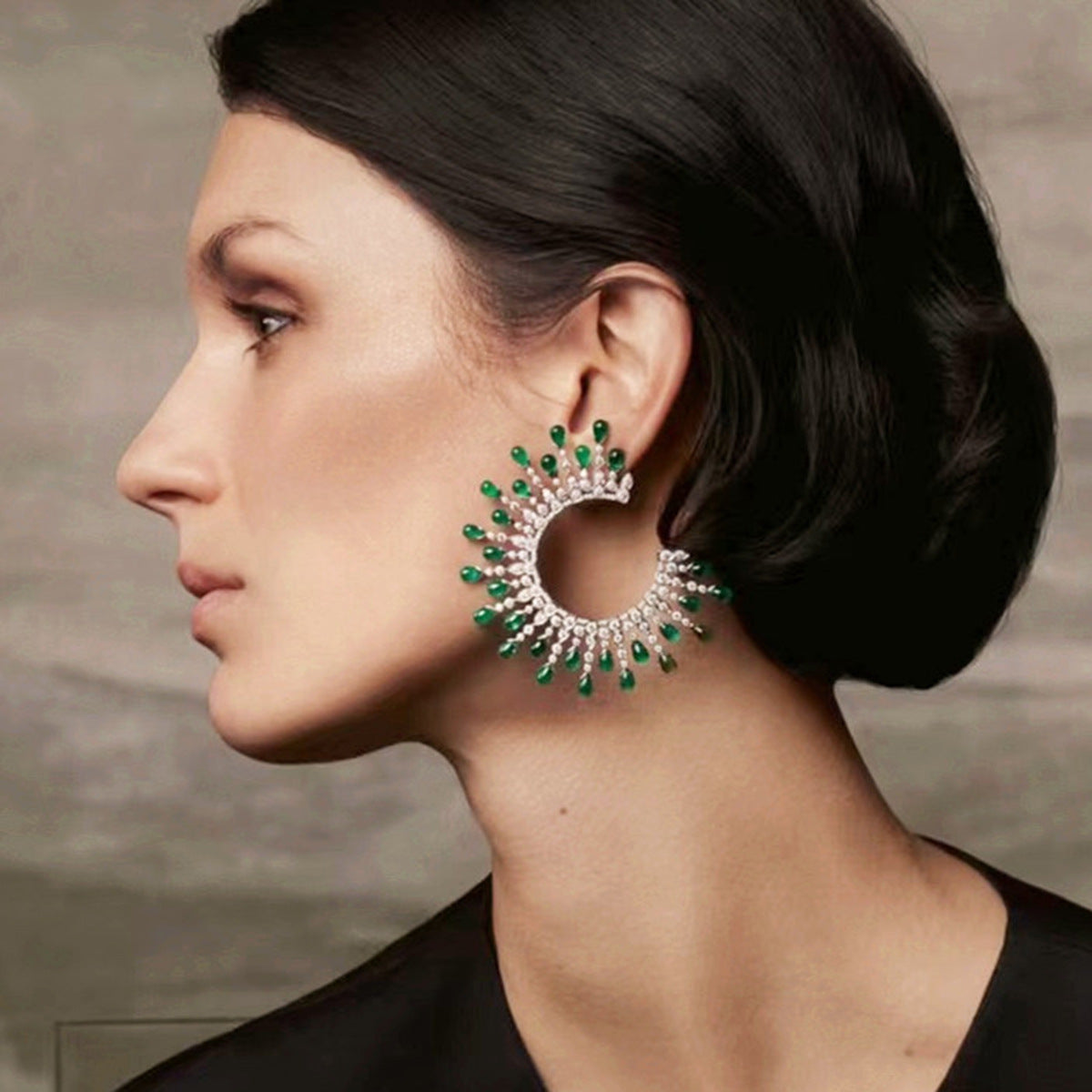 Emerald Green Half Hoop Earrings