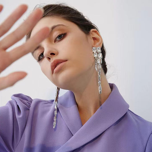 Glam Stud Long Earrings