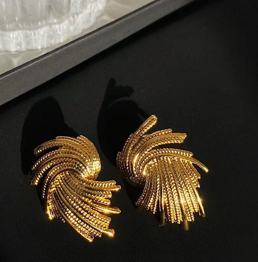 Gold Feather Earrings