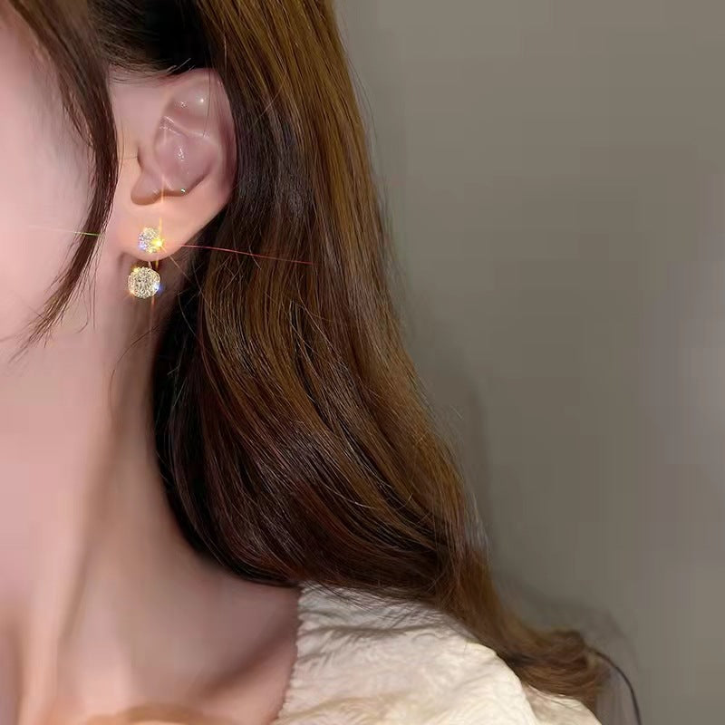 Woven Gold Wire Diamond Earrings (Dual Styling)