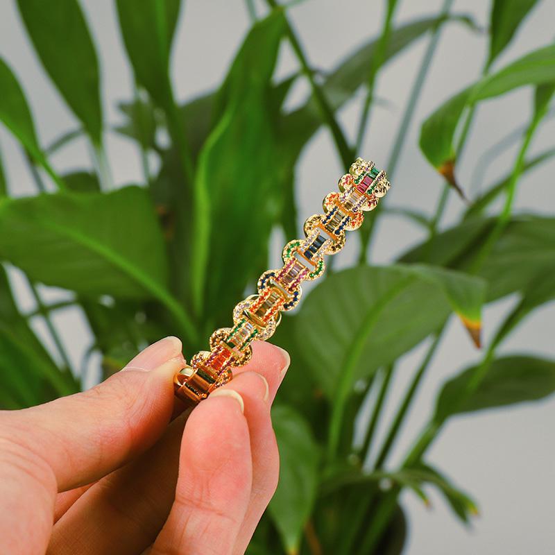 Colorful Studded Link Cuff Bracelet