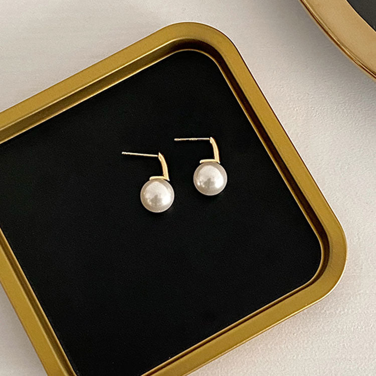 Pearl and Bar Drop Earrings (925 Sterling Silver)