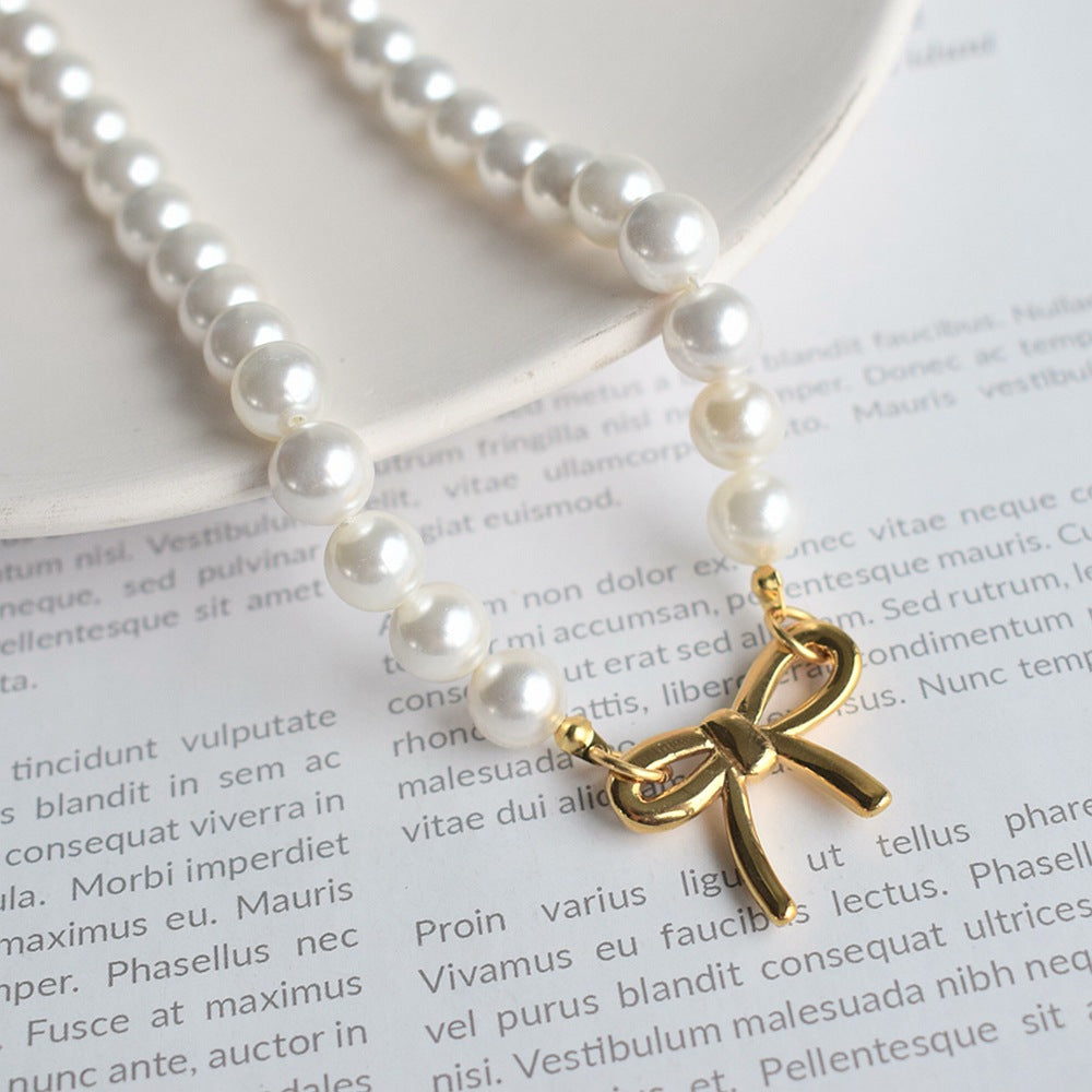 Bow Locket Pearl Necklace