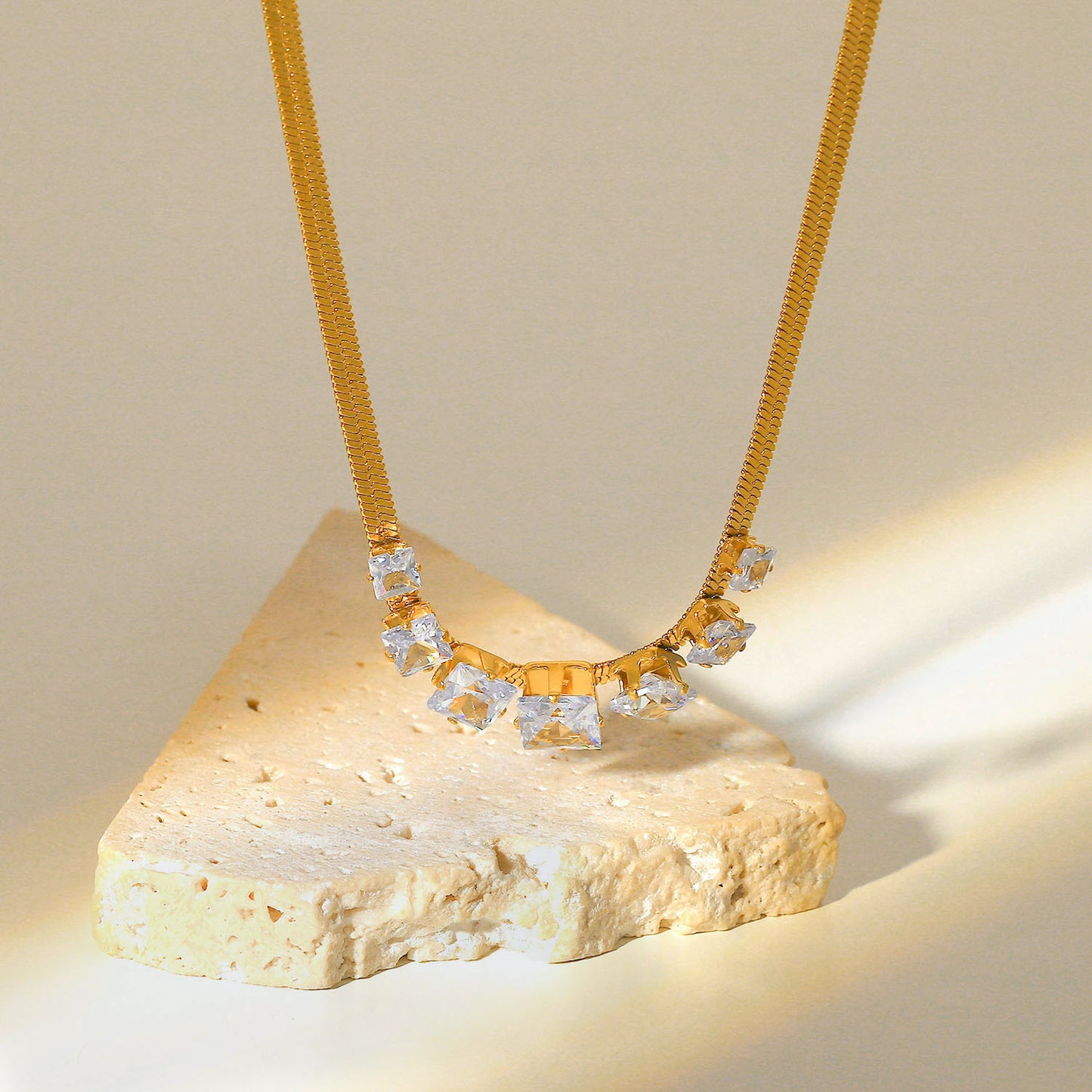 Diamond Studded Herringbone Necklace