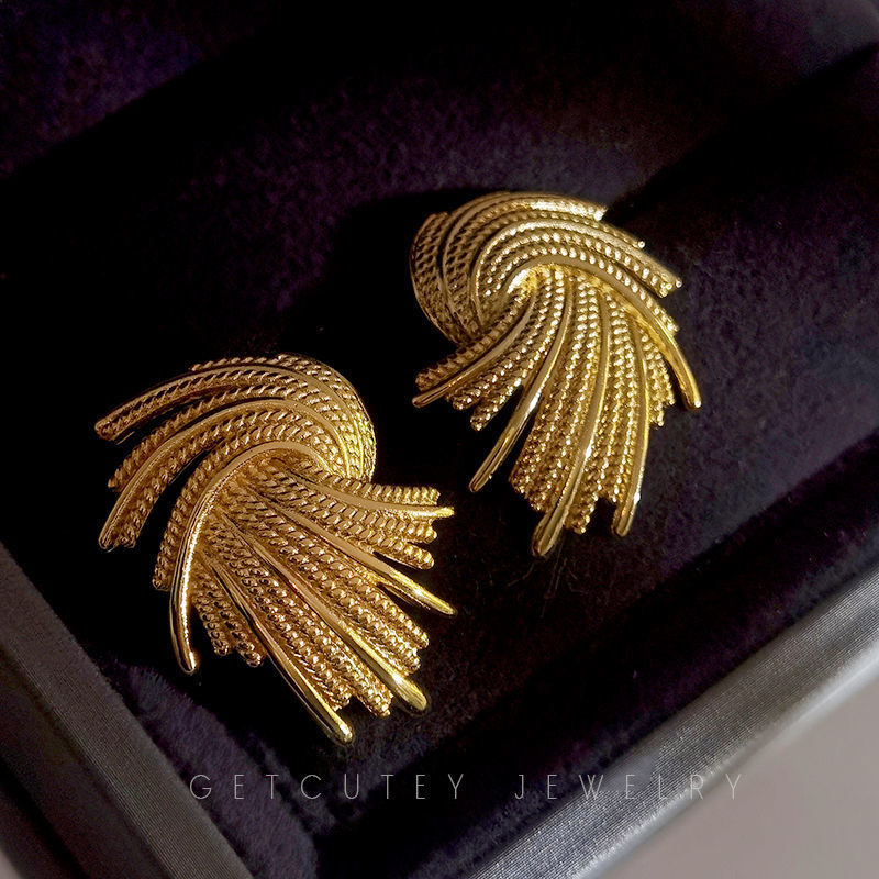 Gold Feather Earrings