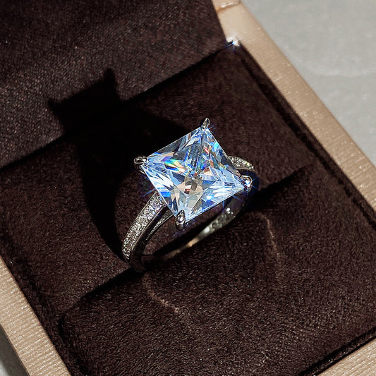 "Royal elegance redefined – Princess Cut Ring in Hallmarked Pure Silver."