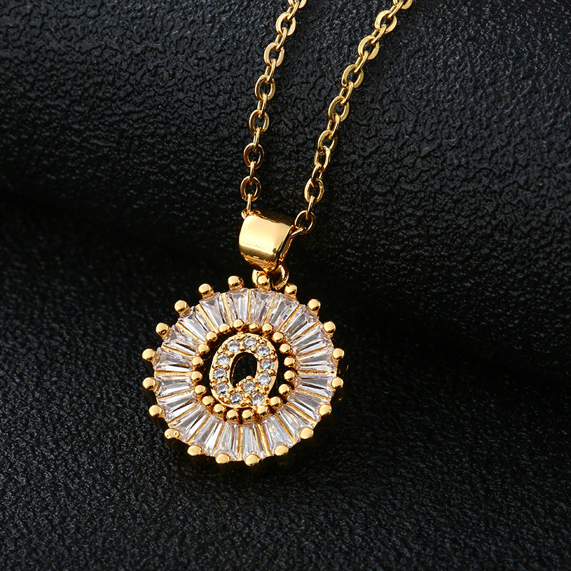 Studded Alphabet Pendant Neckpiece
