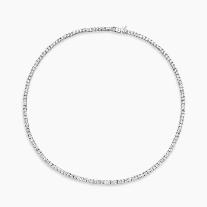 "Anti-tarnish pearl necklace with a polished finish."