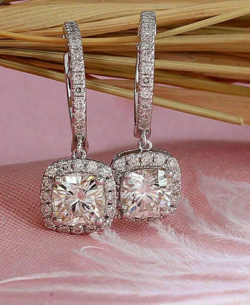 Cushion Cut Droplet Earrings