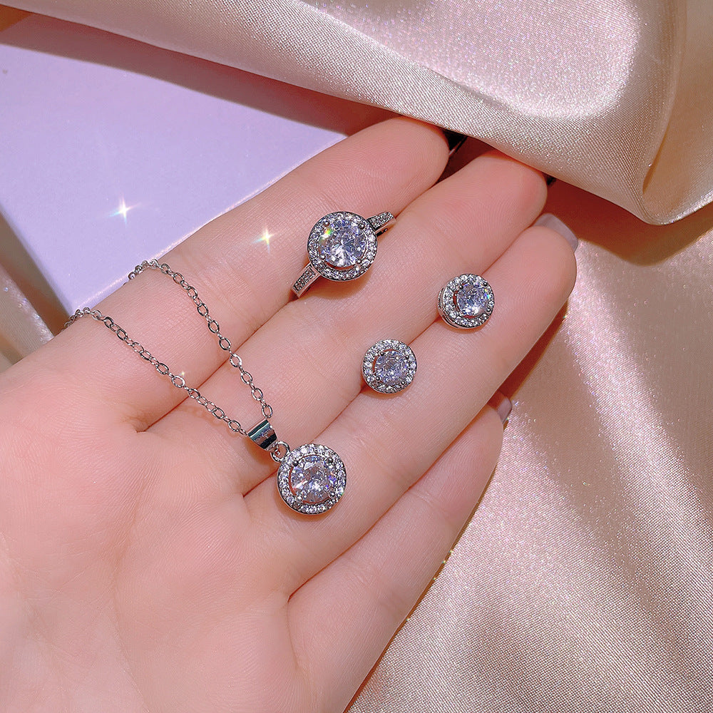 Brilliant Round Cut Earrings Set