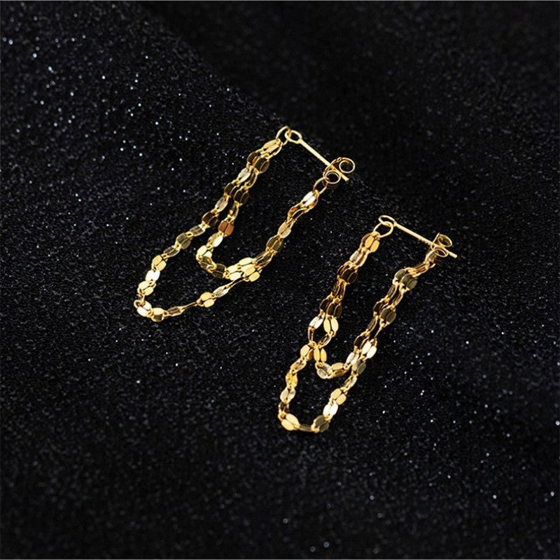Sequins Chain Tassel Earrings