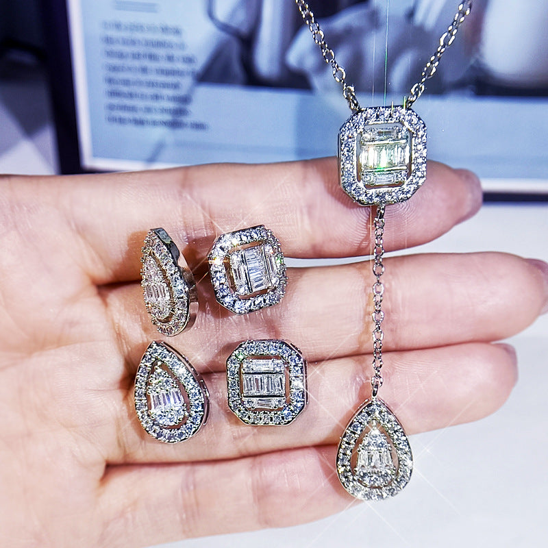 Pear Radiant Diamond Necklace Set