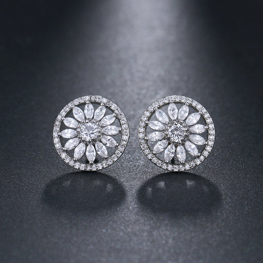 Cushion-Cut Flower Earrings
