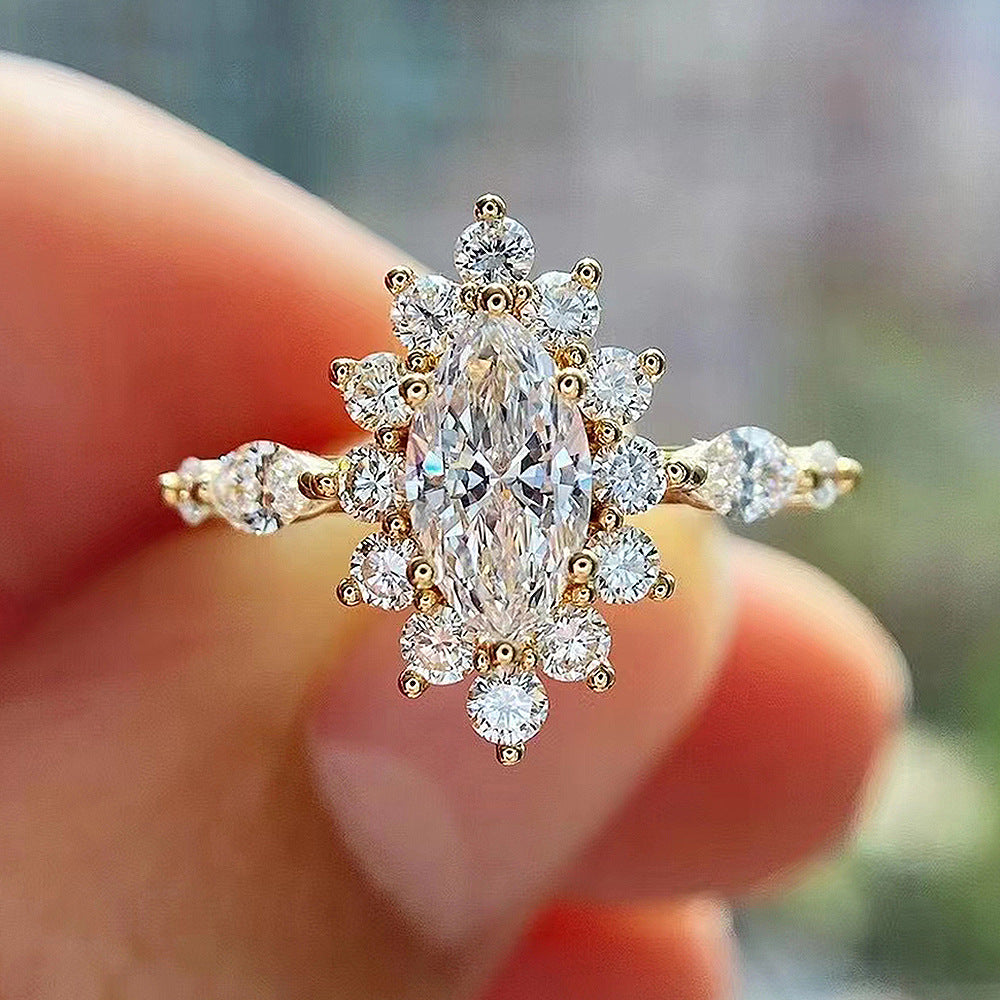 Blooming Flower Diamond Ring (925 Sterling Silver)