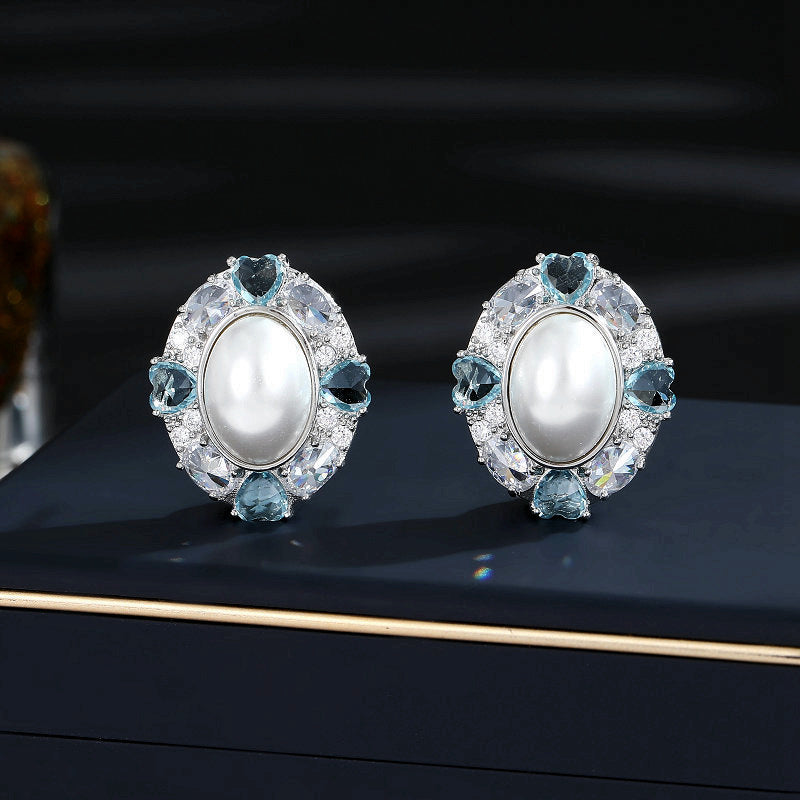Azure Halo Pearl Stud