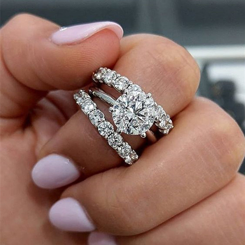Luxe Trinity™ Diamond-Look Ring Set (3-Piece)