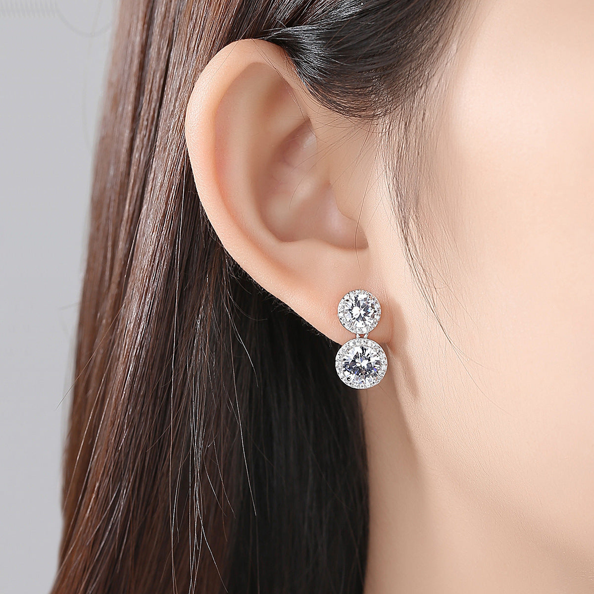 Silver Halo Duo Stud Earrings