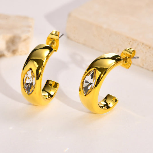 Gold Eye Half Hoop Earrings