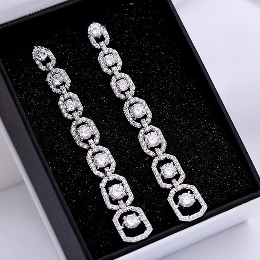 Infinity Link Diamond-Look Drop Earrings