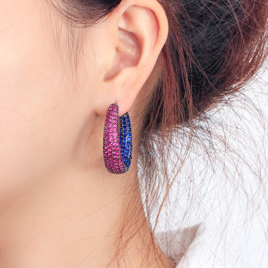 Rhinestone Décor Hoop Earrings (925 Sterling Silver)