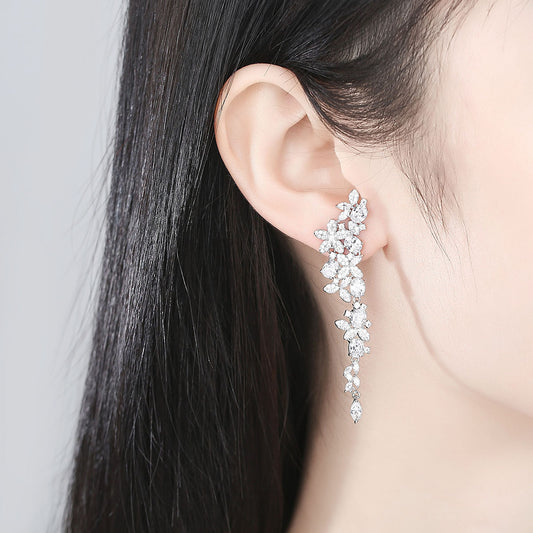 Luxe Bloom Long Drop Earrings