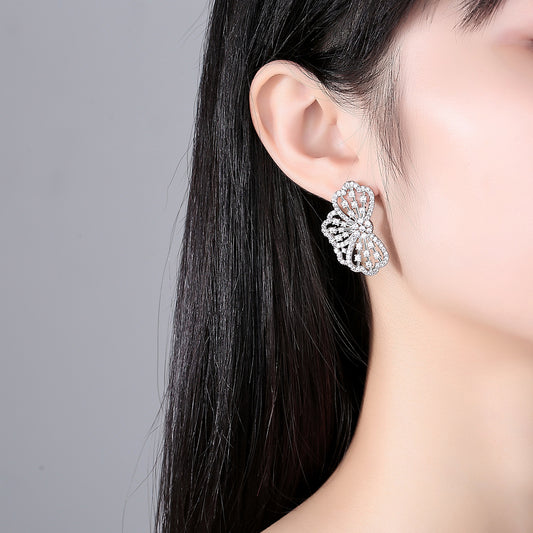 Crystal Wing Silver Studs
