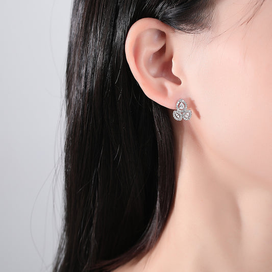 Trinity Halo Stud Earrings