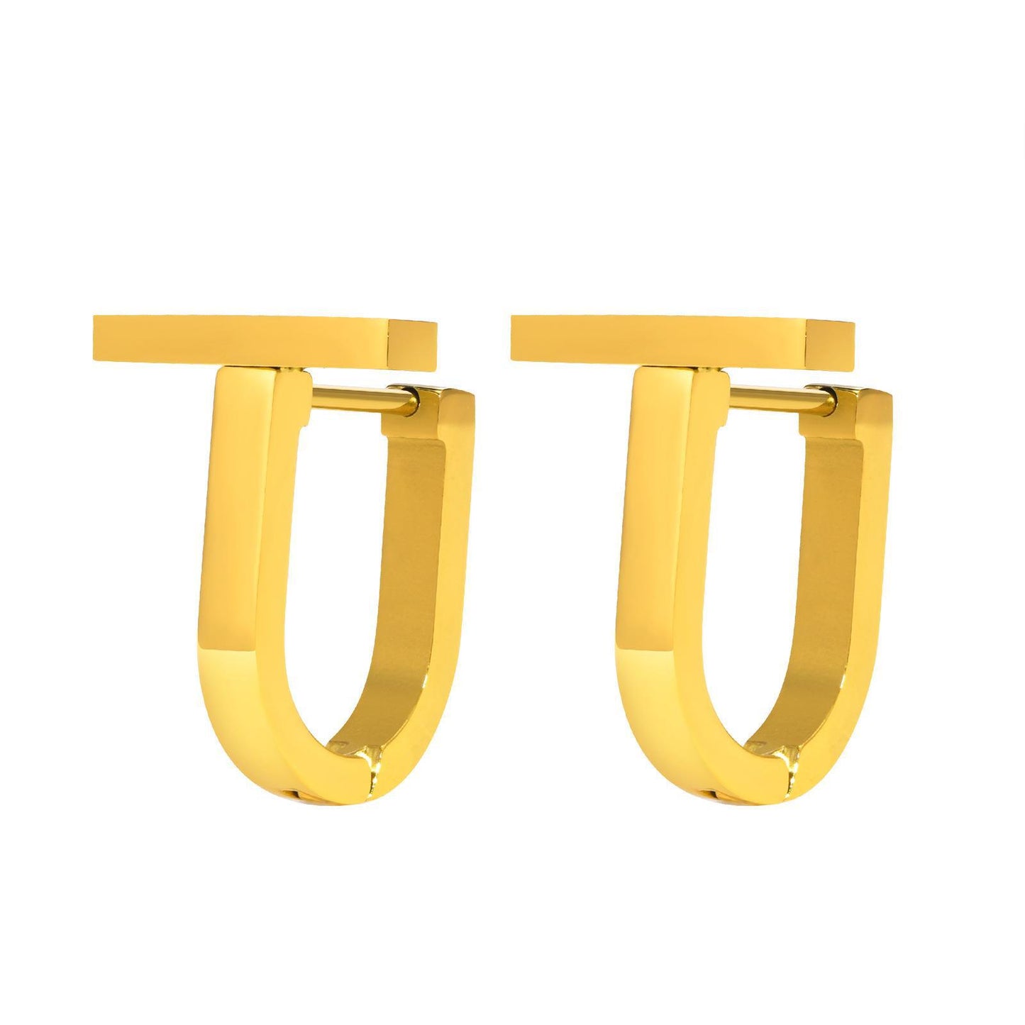 Gold T Hoop Earrings