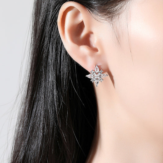 Stellar Bloom Silver Stud Earrings