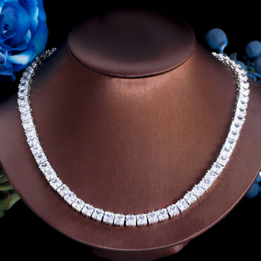 Princess Cut Tennis Necklace