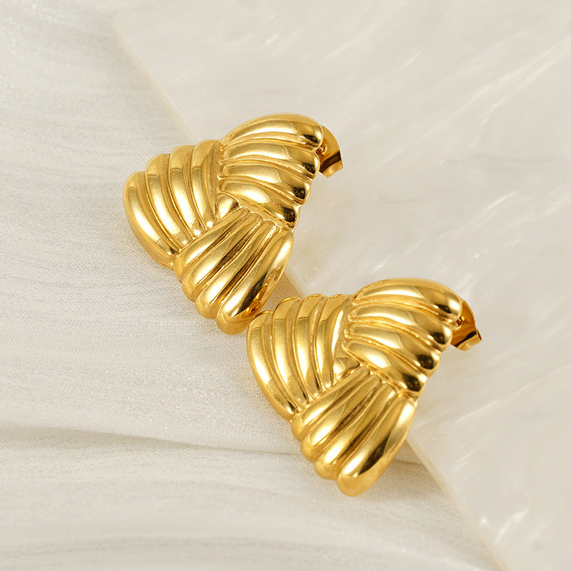 Gold Triangle Swirl Earrings