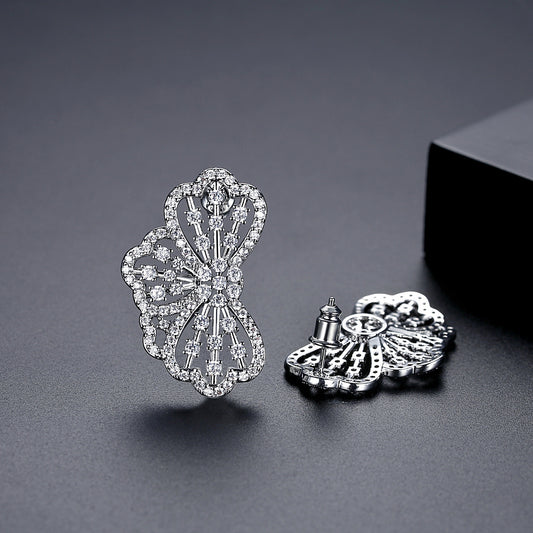 Crystal Wing Silver Studs