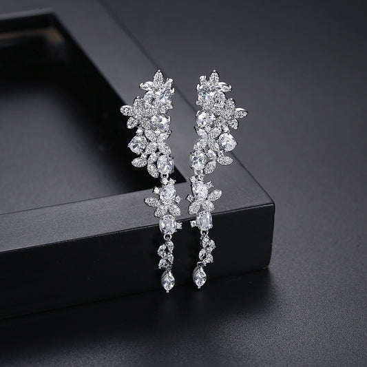 Luxe Bloom Long Drop Earrings