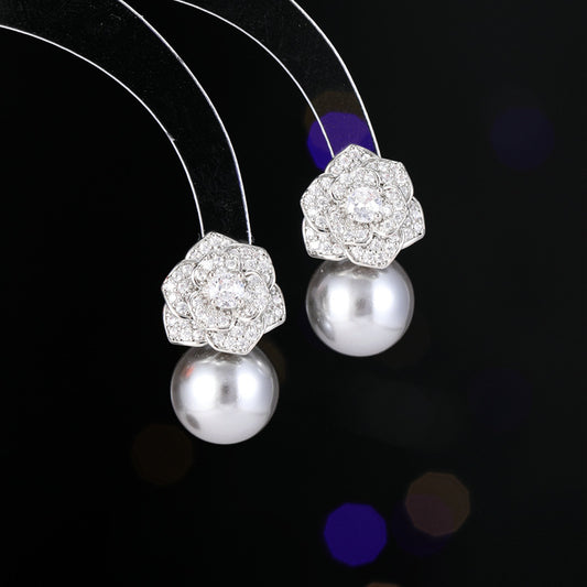 Rose Bloom Pearl Stud