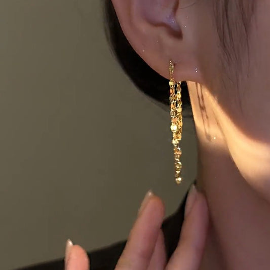Sequins Chain Tassel Earrings