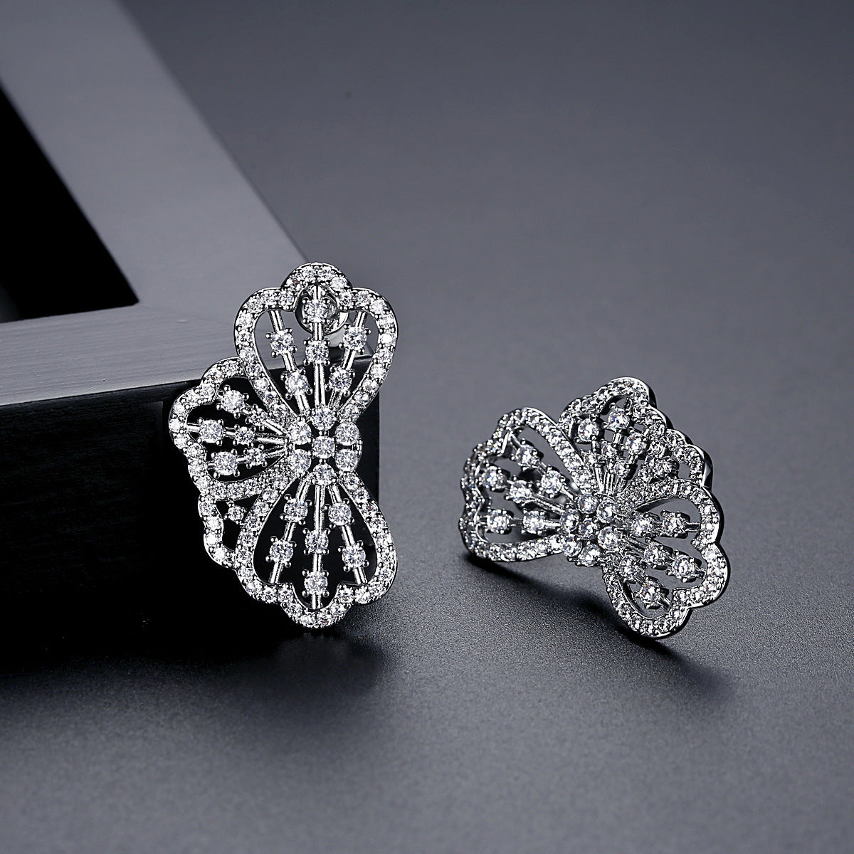 Crystal Wing Silver Studs