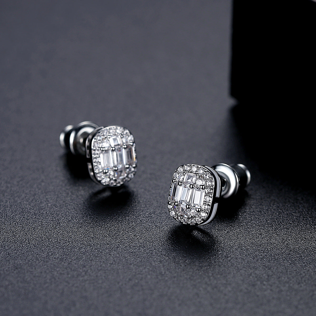 Baguette Halo Stud