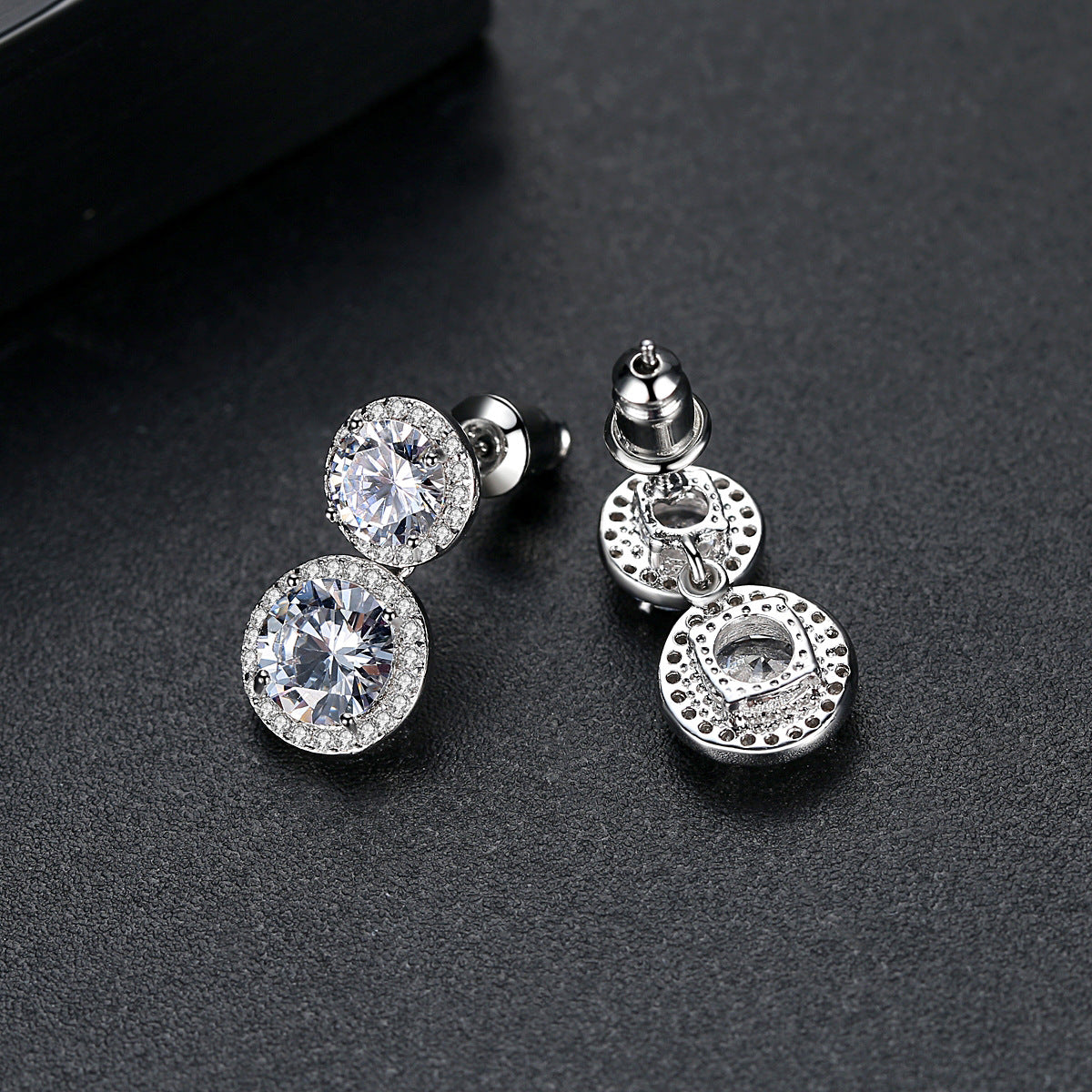 Silver Halo Duo Stud Earrings