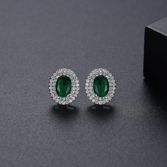 Emerald Aura Oval Stud