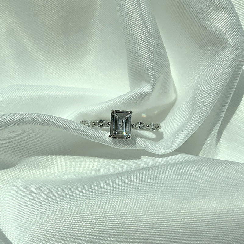 Elsa Emerald Cut Ring (925 Sterling Silver)