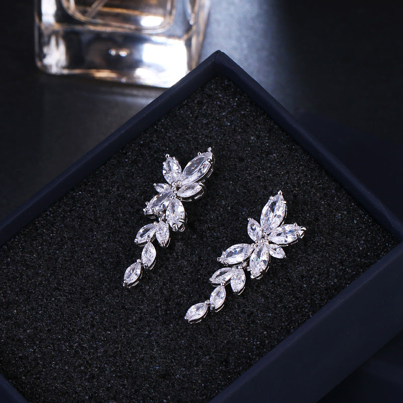 Crystal Leaf Earrings