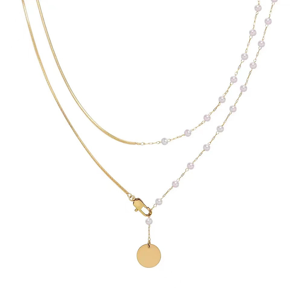 Dainty Half Pearl and Gold Necklace