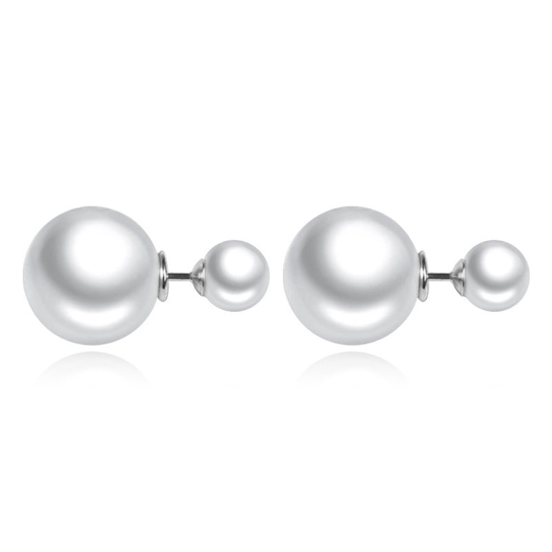 Double Side Pearl Stud Earrings (925 Sterling Silver)