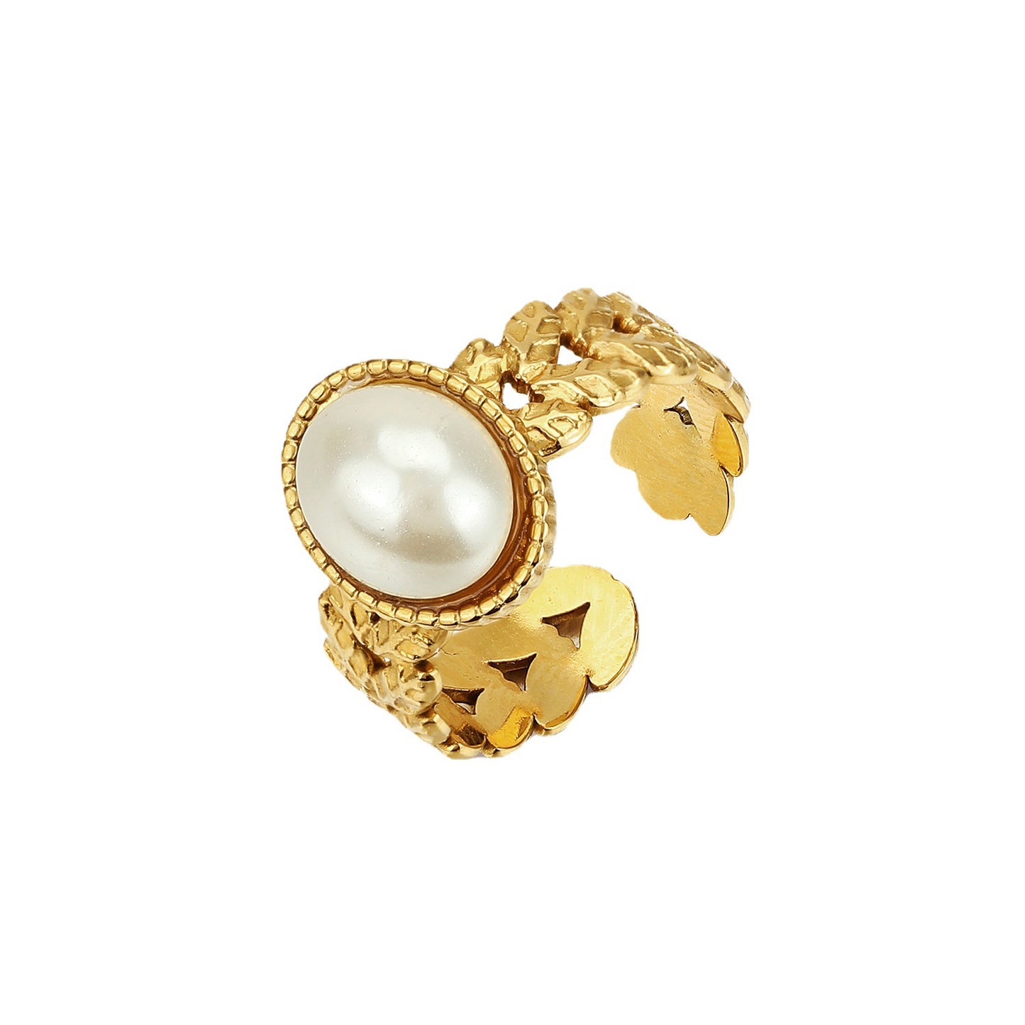 Braided Pearl Gold Ring (ADJUSTABLE)